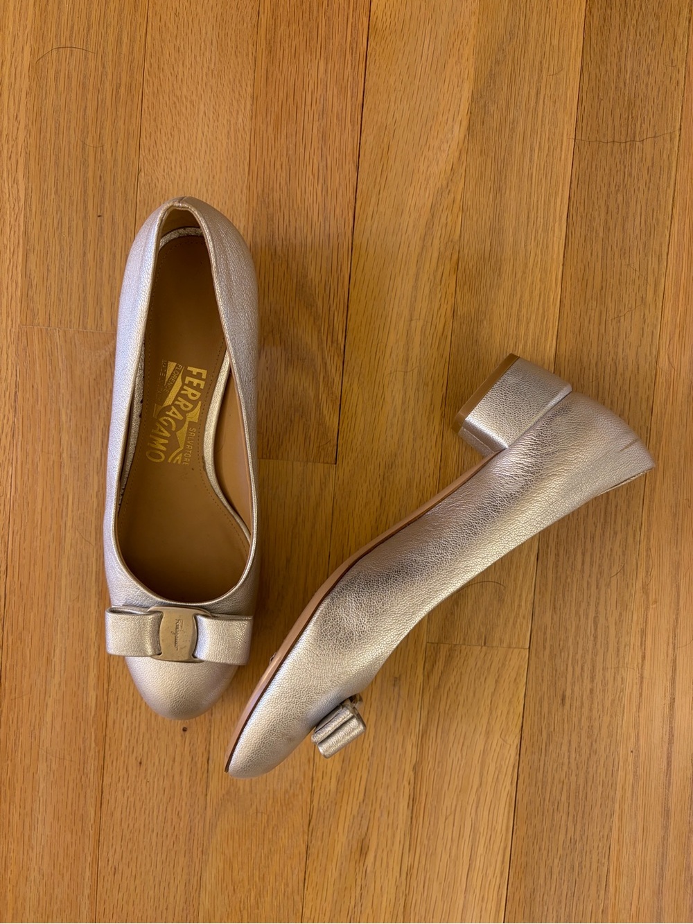 Salvatore Ferragamo Metallic Ballet Flats